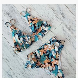 High waisted flower bikini